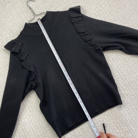 Lofty Manner Black Ruffle Shoulder Long Sleeve Knit Sweater Womens Sz Small - Picture 8 of 15